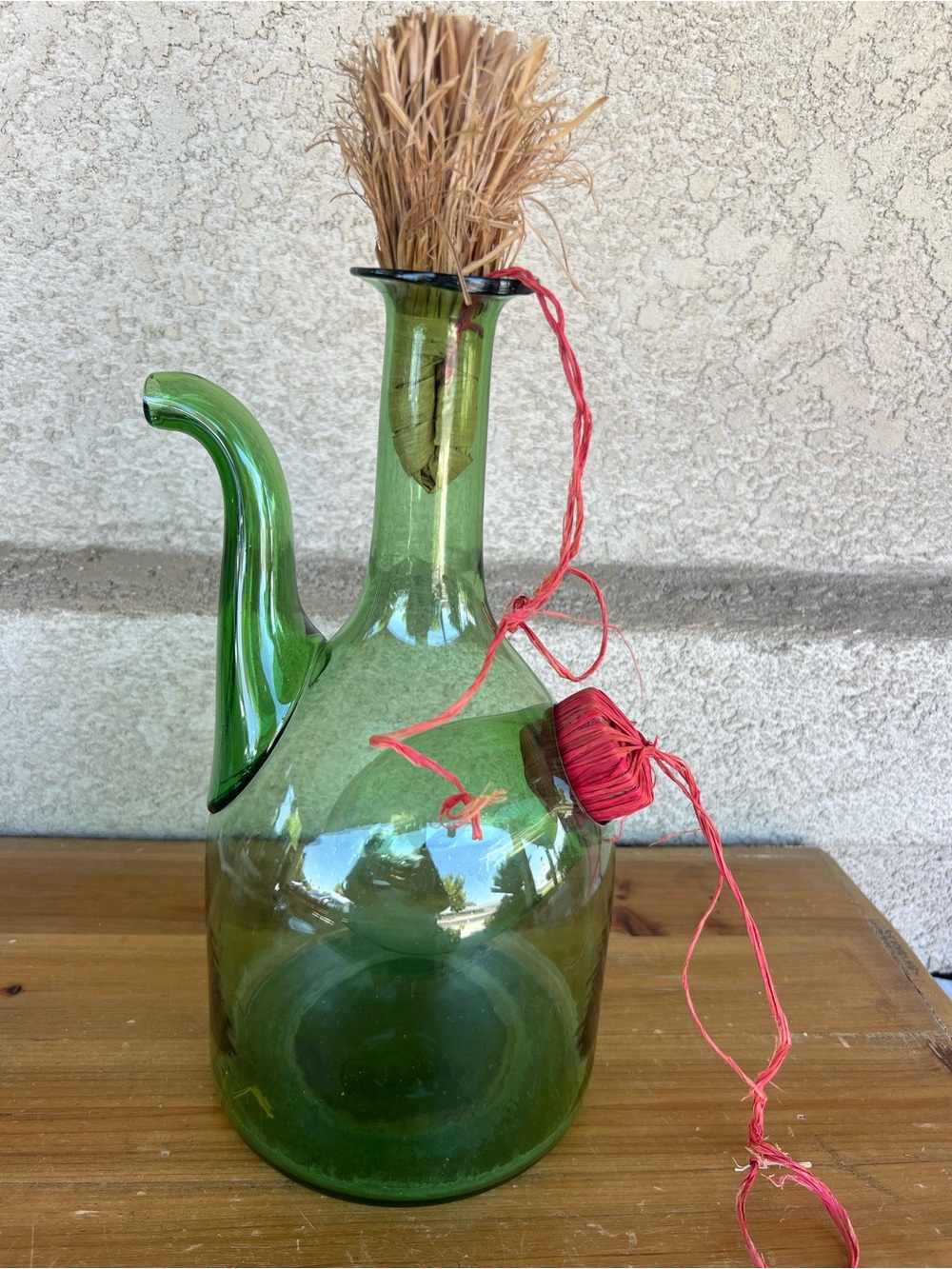 Green Glass Decorative Decanter - Home Art